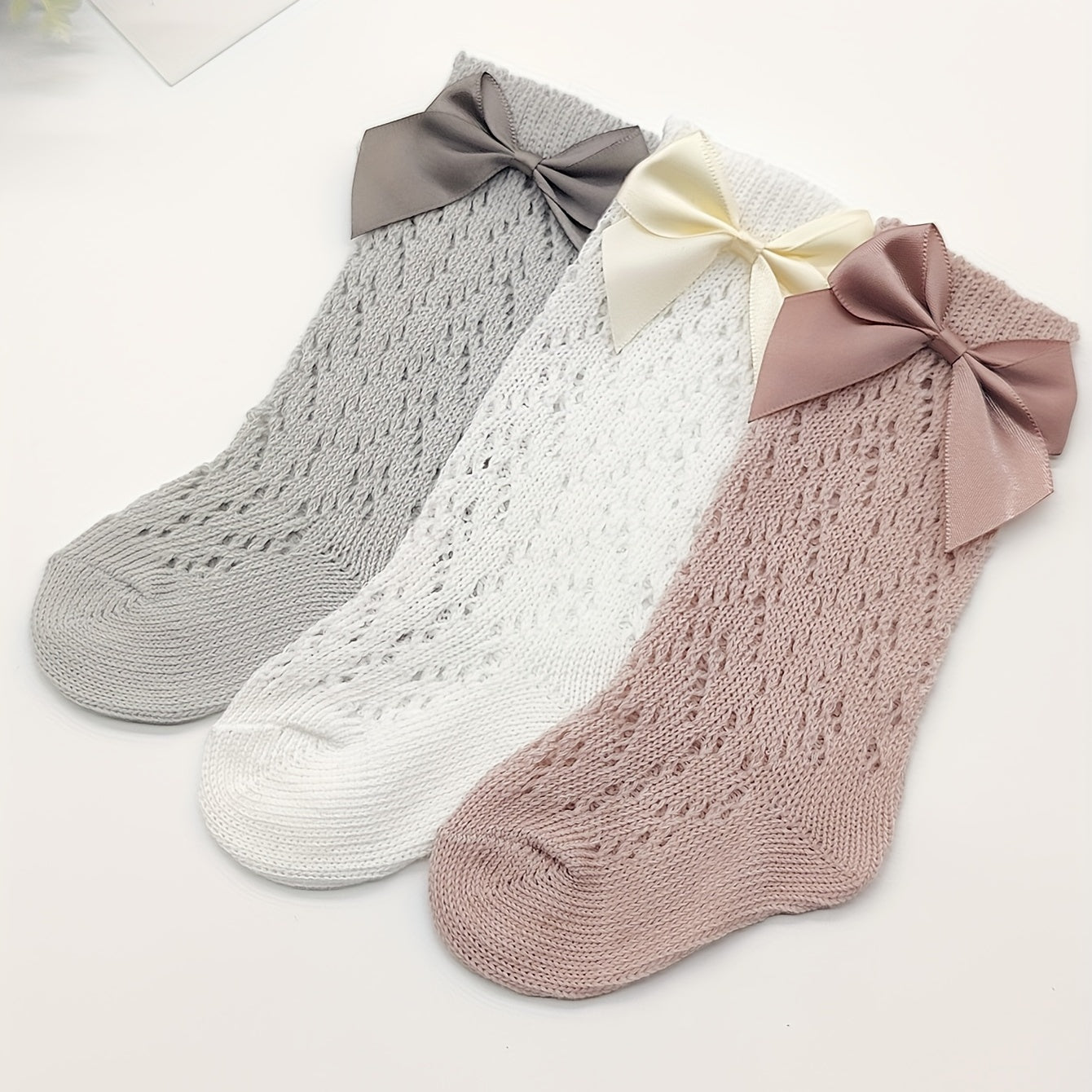 Bow Decor Mesh Socks for Baby Girls