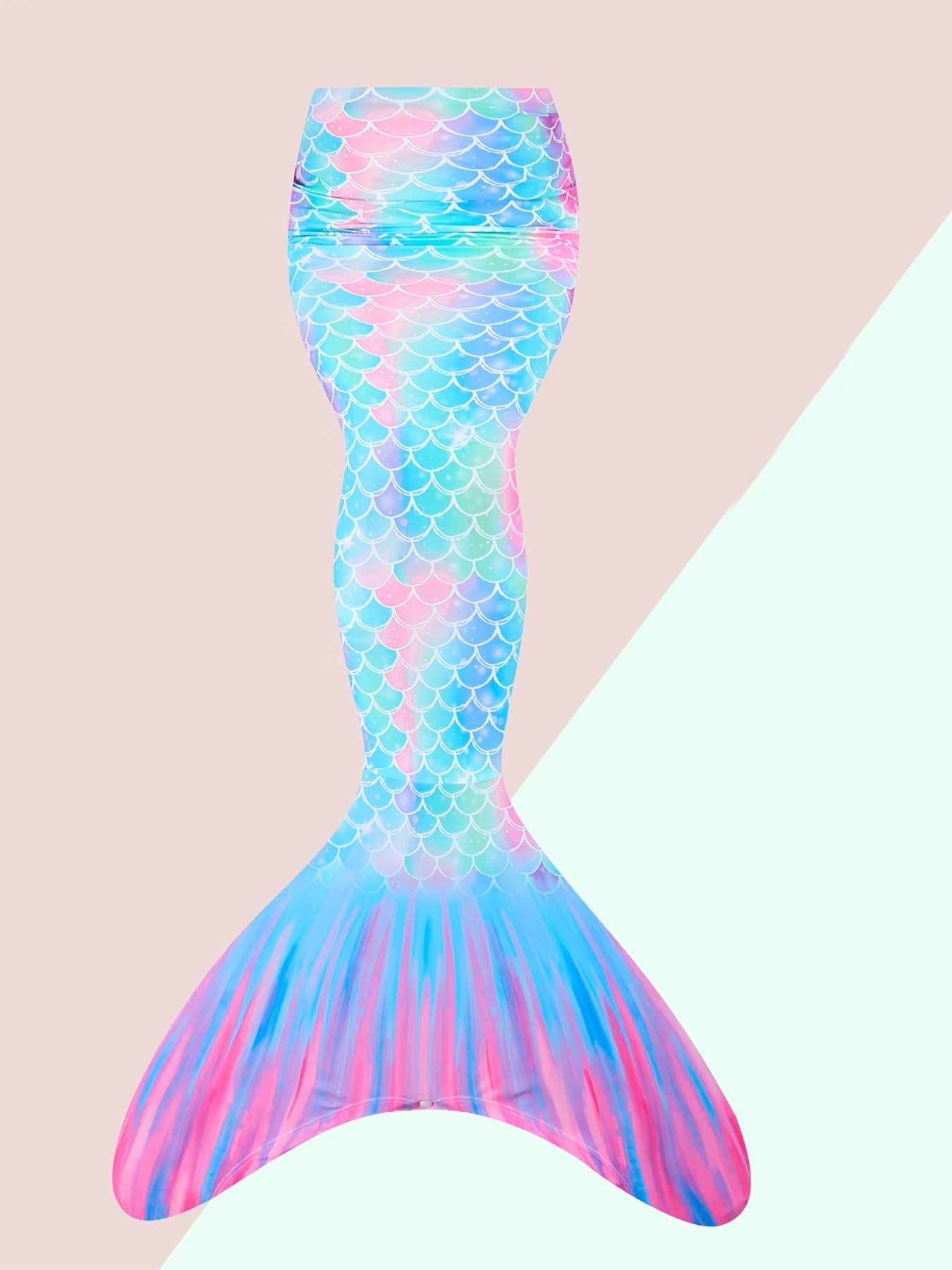 Girl's Mermaid Tail Swimsuit Tie Dye Fish Scale Pattern
