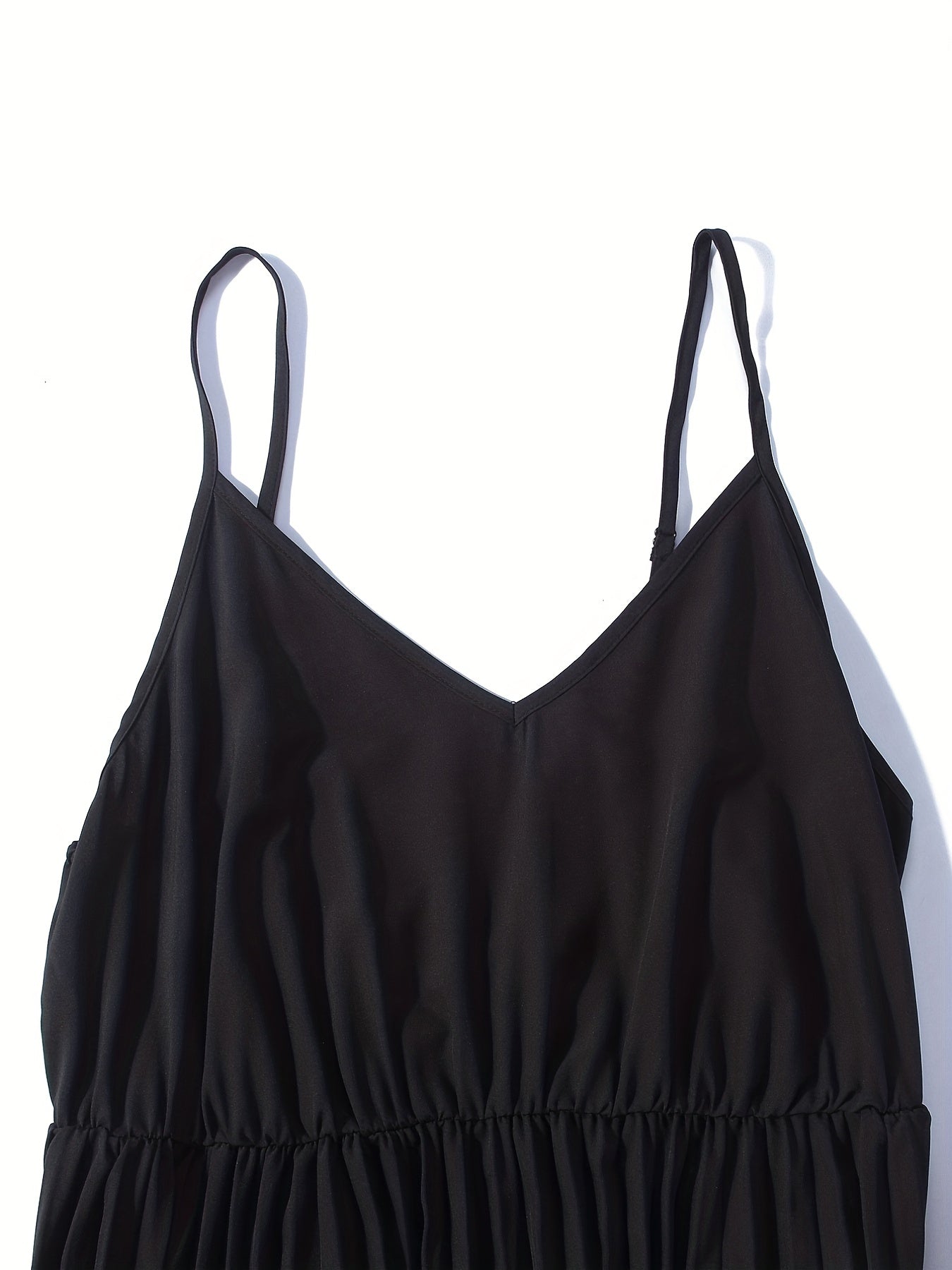 V-Neck Summer Dress Solid Color Pleated
