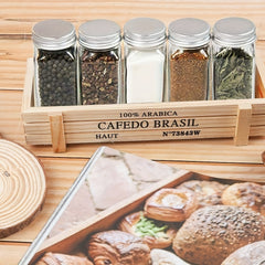 12pcs Storage Jars with Stainless Steel Lids Spice Glass Container