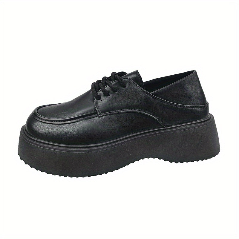 British Style Platform Loafers Lace Up Shoes Comfortable Walking Shoes