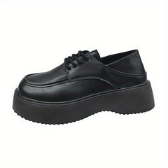 British Style Platform Loafers Lace Up Shoes Comfortable Walking Shoes