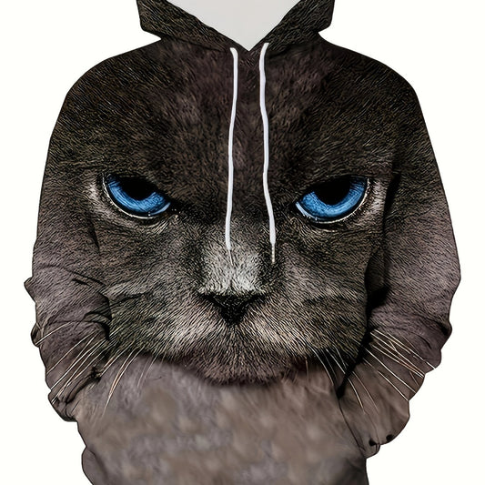 3D Print Cat Hoodie Mens Graphic Pullover with Pocket