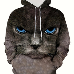 3D Print Cat Hoodie Mens Graphic Pullover with Pocket