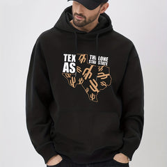 Cactus & Letter Hoodie Men's Pullover Sweatshirt Streetwear