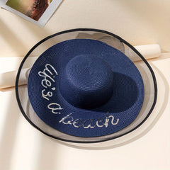 Oversized Lace Brim Sun Hat Women's Breathable Straw Hat LIFE'S A BEACH