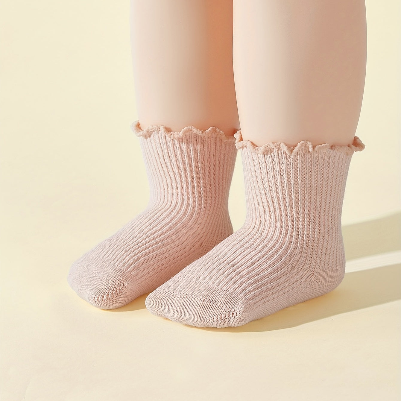 3 Pairs Ruffled Knit Floor Socks for Baby Boys & Girls