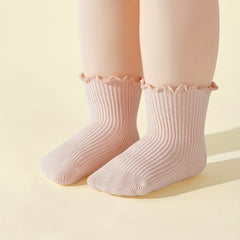 3 Pairs Ruffled Knit Floor Socks for Baby Boys & Girls