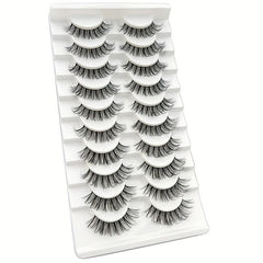 10 Pairs Natural Cross Volume False Eyelashes D Curling
