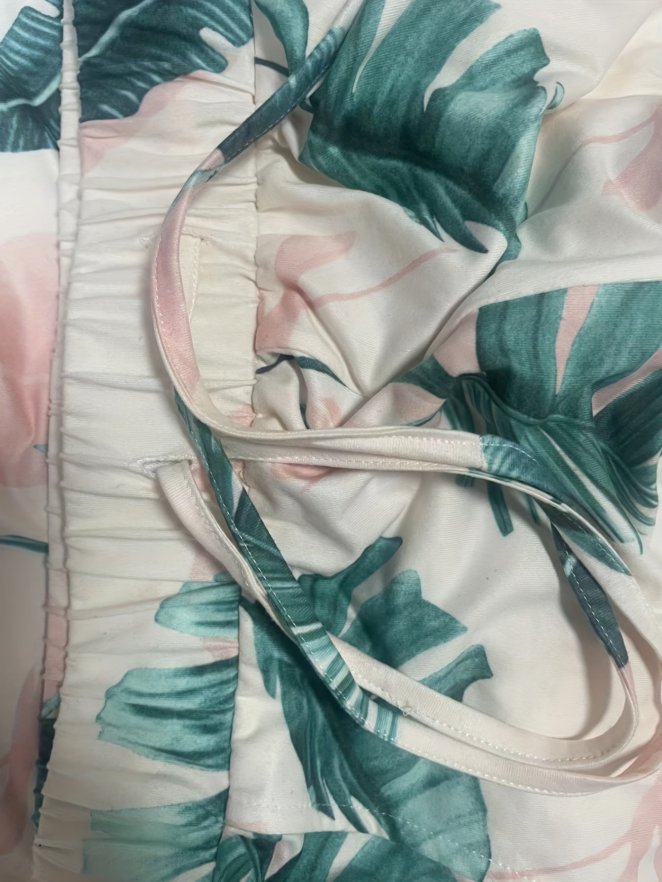 Tropical Print Top & Drawstring Pants Set