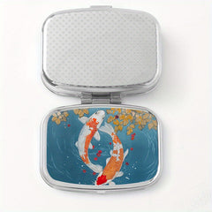 Lake Koi Printed Square Pill Box Mini Portable for Travel Outdoor Sports