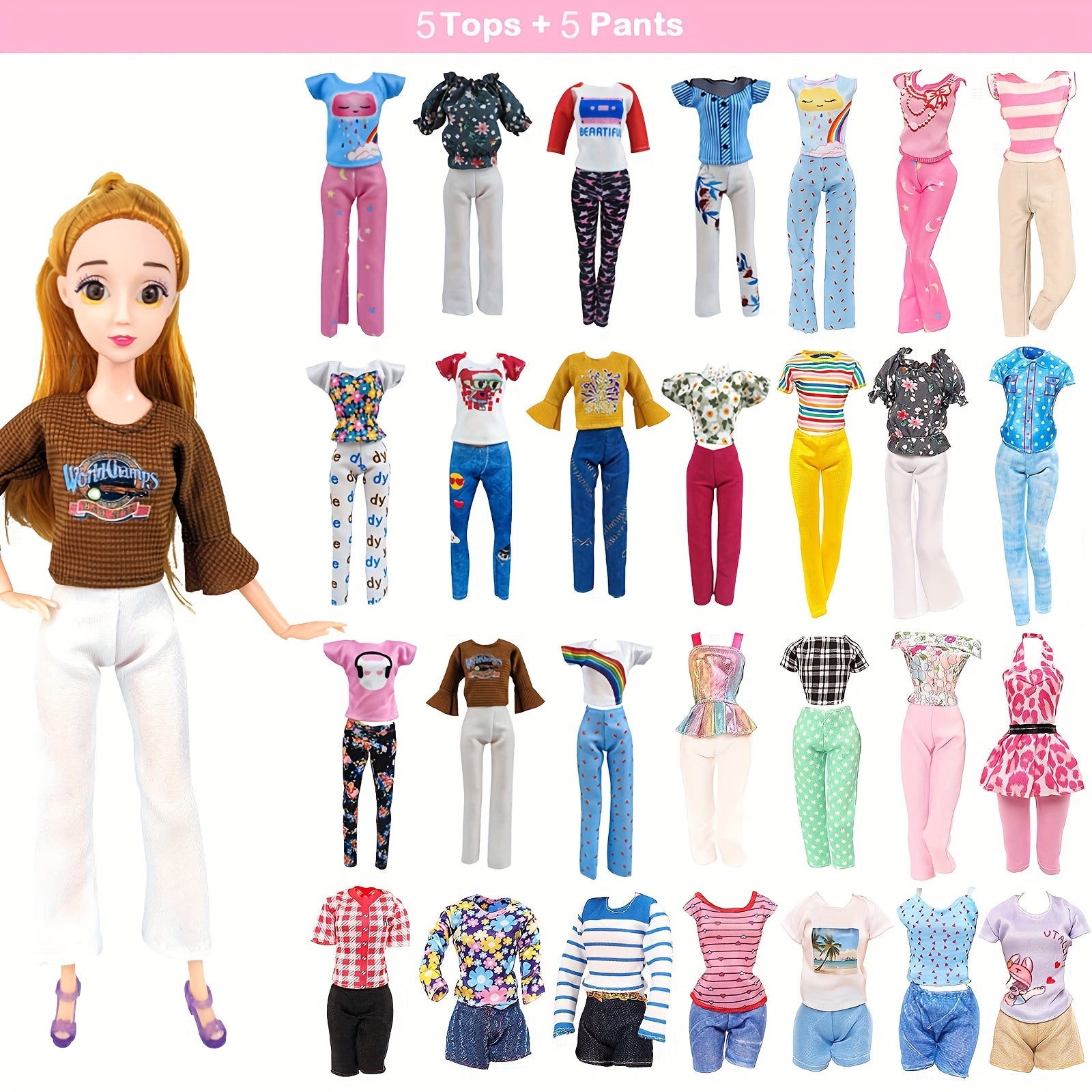 53pcs Doll Clothes and Accessories Set for 11.5 Inch Dolls