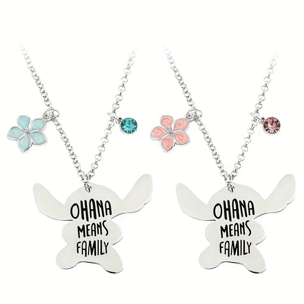 Ohana Means Family Boys Kids Laser Lettering Couple Jewelry Gift Necklace