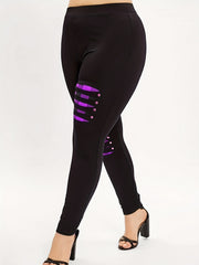 Colorblock Plaid Print High Rise Yoga Leggings