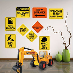 Construction Zone Party Decorations 12pcs Traffic Sign Cutouts