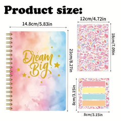Plated DIY Diary Kit w/ 60 Page Notebook, Pens, Paper, Stickers, Tape