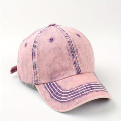 Lined Block Baseball Cap Distressed Craft All match Baseball Cap