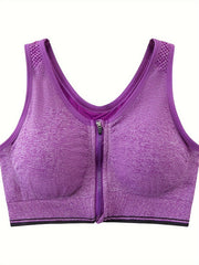 Front Zip Sports Bra High Stretch Yoga Fitness Women's Activewear