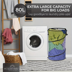 Large Collapsible Laundry Basket with Lid Foldable Mesh Pop Up Hamper