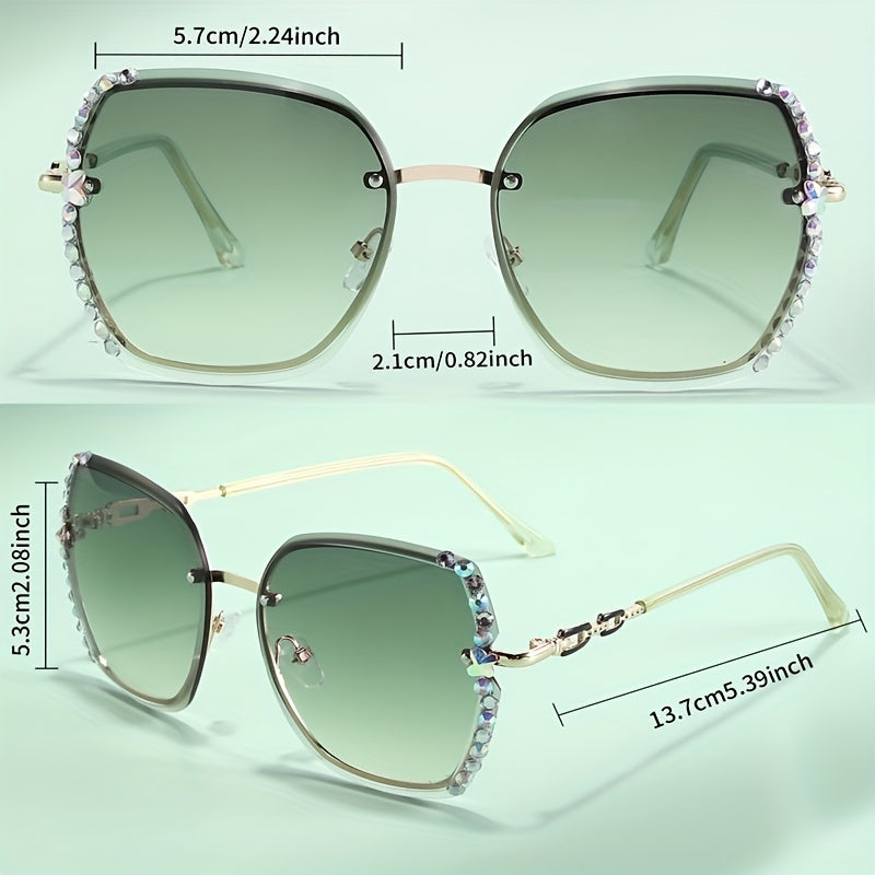 Oversized Butterfly Sunglasses with Rhinestone Decor