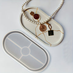 Oval Tray Cement Silicone Molds DIY Flower Pot Concrete Plaster Mould
