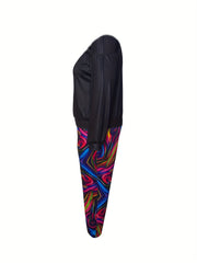 Women's Plus Abstract Print Top & Pants Set