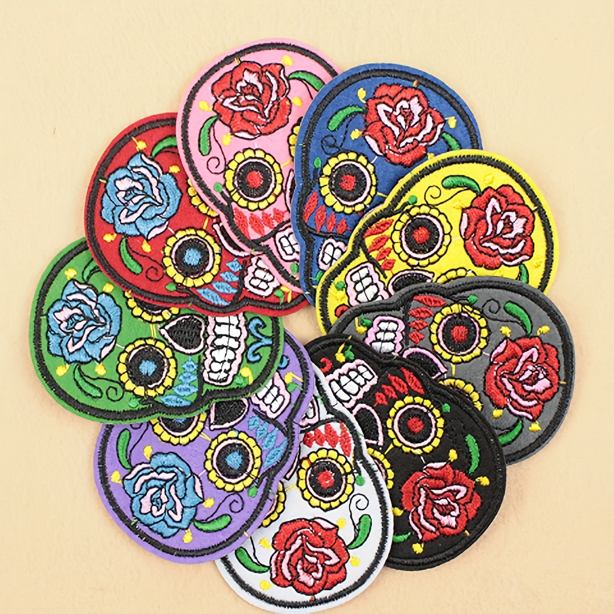5pcs Iron On SUGAR SKULL Embroidery Patch Applique DIY Clothes Sewing