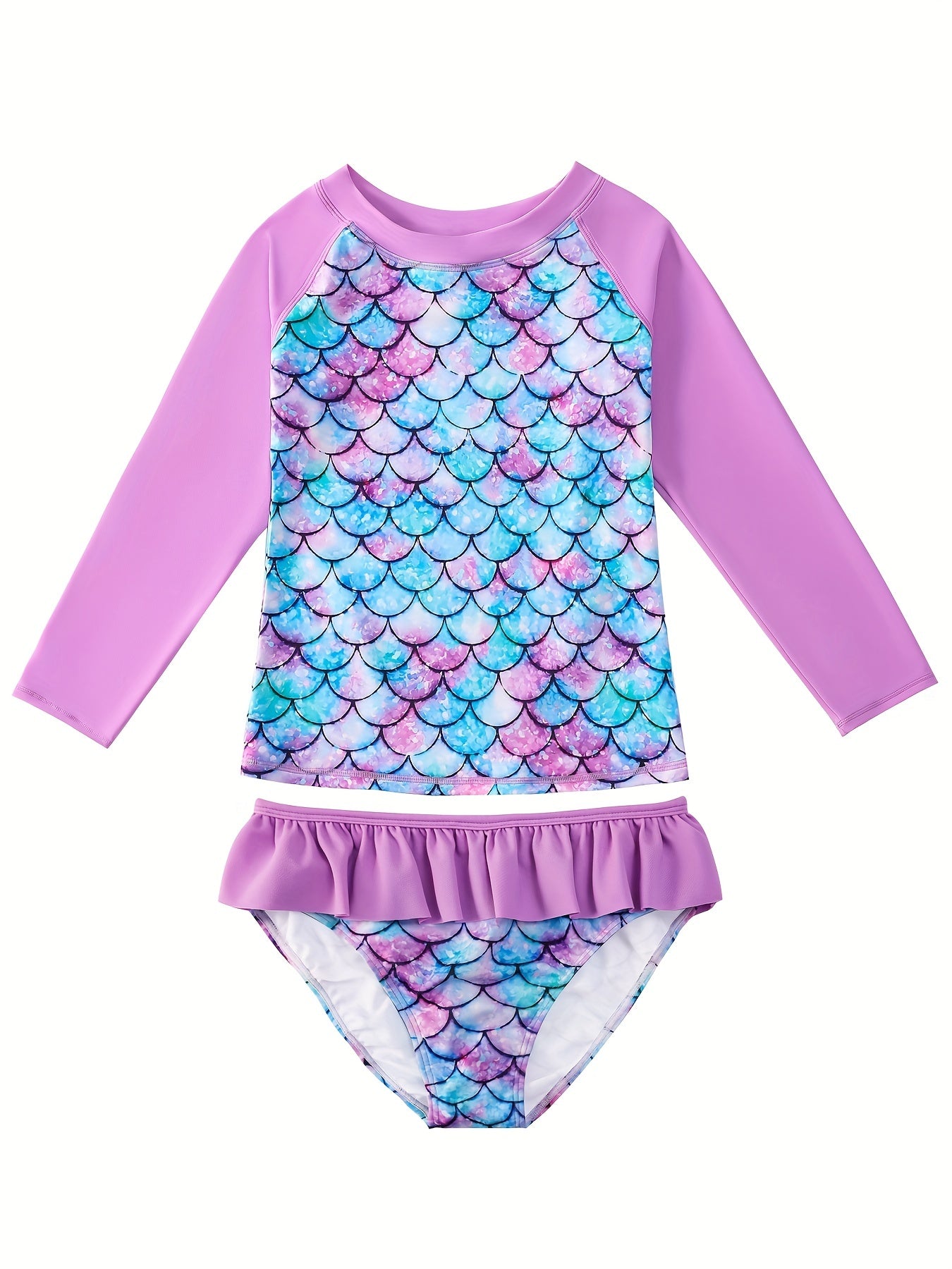 Girls' 3D Printed Mermaid Bikini Swimsuit