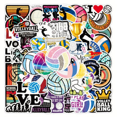 50pcs Volleyball Waterproof Doodle Stickers for Laptop Water Bottle Bike Guitar
