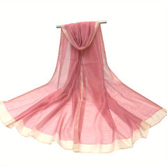 Silk Block Scarf Causal Shawl Thin Breathable Windproof Head Wrap