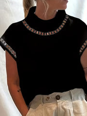Casual Blouse Women's Plus Eyelet Embroidered Cap Sleeve Blouse