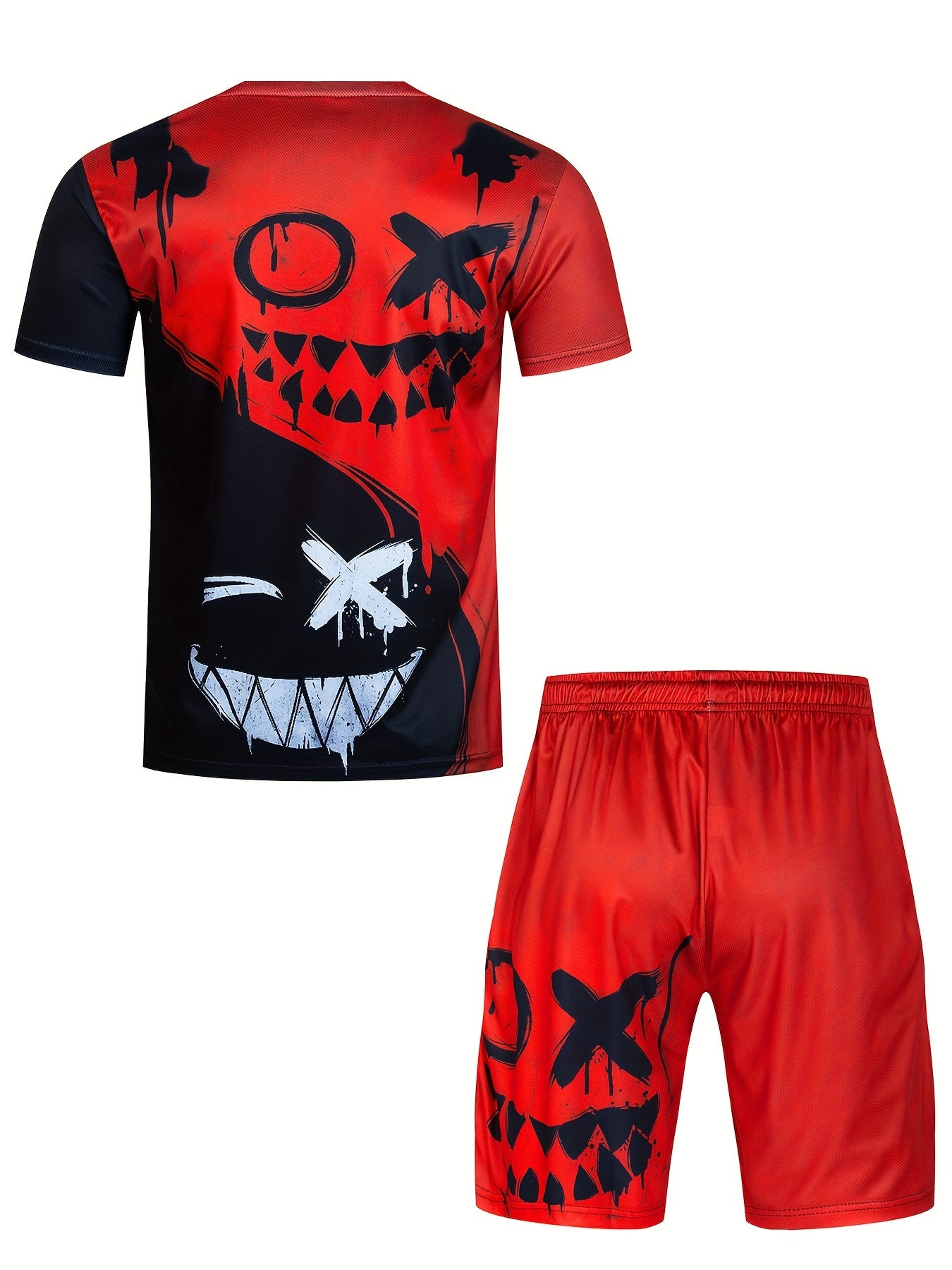 Men's Grimace Print Sports T-shirt & Active Shorts Set