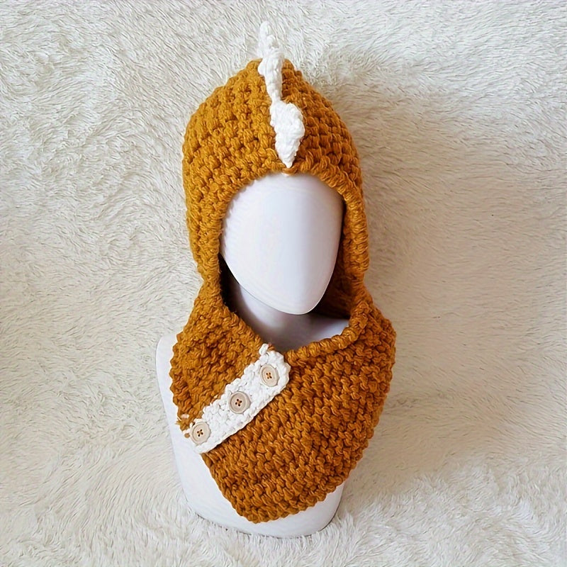 Dino Knitted Hat & Neck Gaiter Combo for Kids