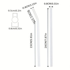 8pcs Transparent Glass Straws w/ Cleaning Brush for Cocktail Drinking