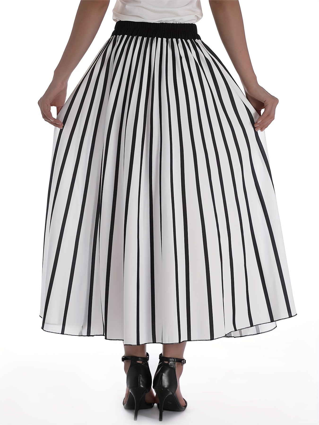 Striped Print Skirts Casual High Waist Versatile Skirts Women's Clothing