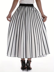 Striped Print Skirts Casual High Waist Versatile Skirts Women's Clothing