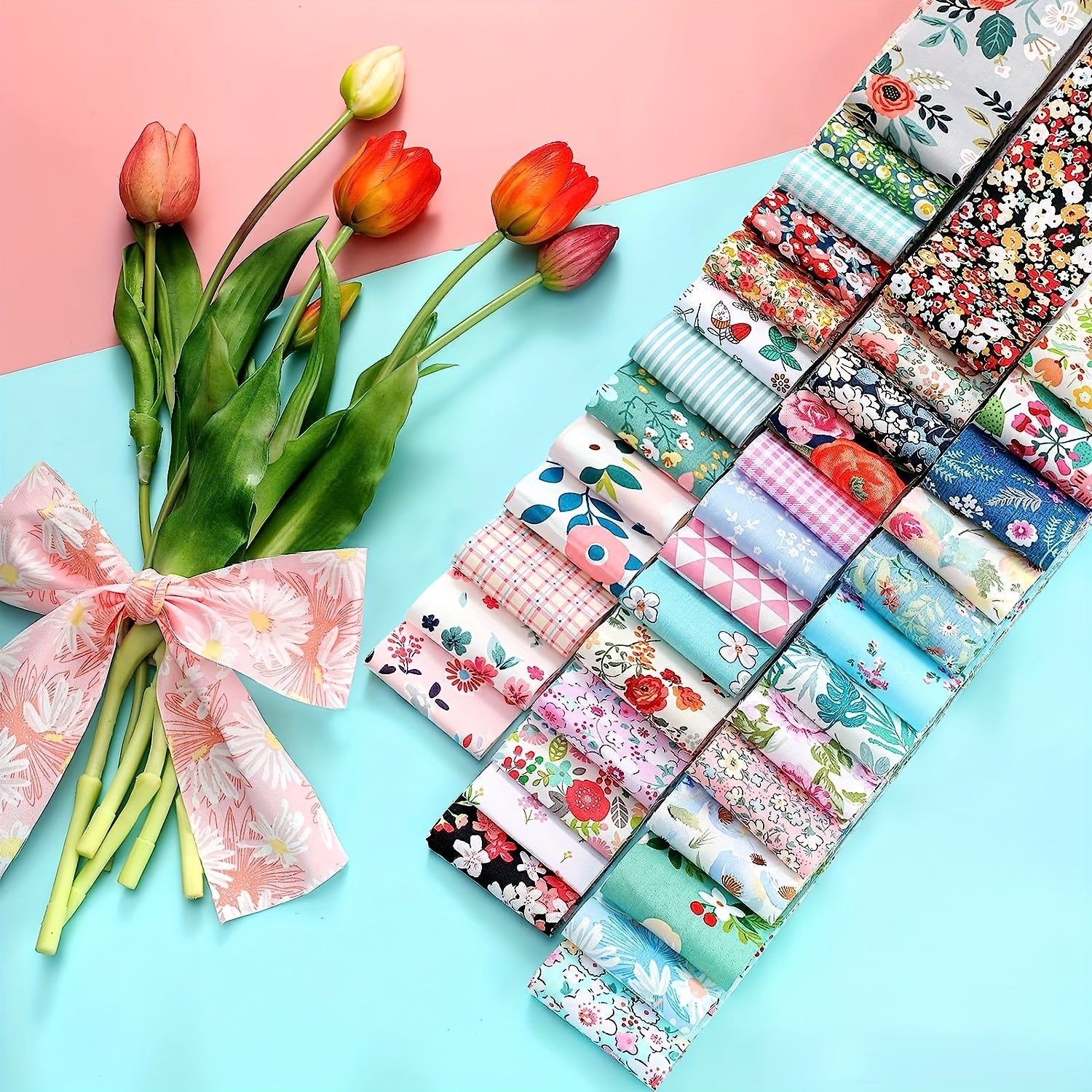40pcs Patchwork Fabric Multicolor Cotton Sewing Quilting Material DIY