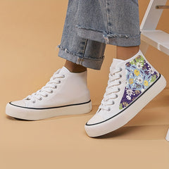 Girls' High Top Floral Skate Shoes Comfy Casual Sneakers