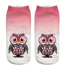 Cute Owl Print Halloween Low Cut Socks Women's Stockings