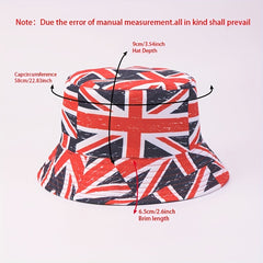 Unisex Sunshade Bucket Hat Beige Flag Double Sided Sun Hat