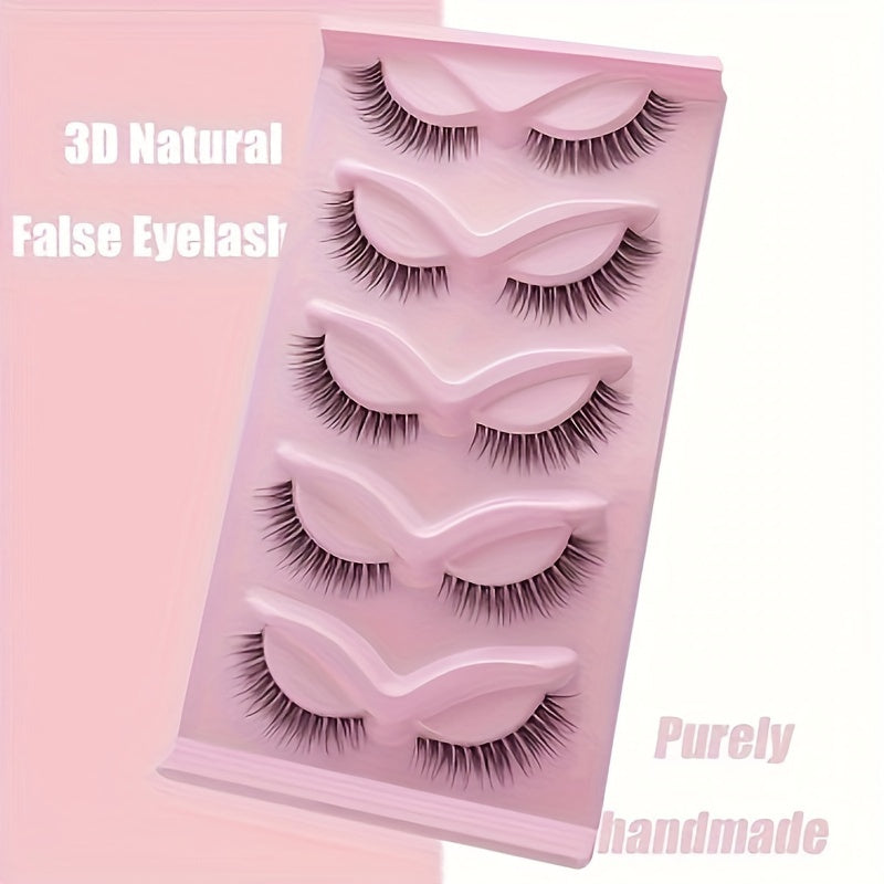 5 Pairs Faux Mink Cat Eye Effect 3D Fluffy False Eyelashes