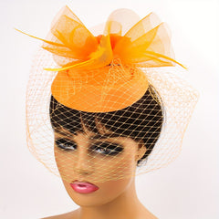 Vintage Fascinator Hat with Veil Flower Hair Clip for Women