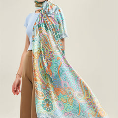 Colorful Printed Satin Scarf for Sunscreen Outdoor Use