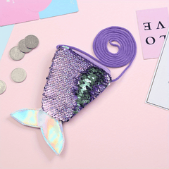 Sequin Mermaid Tail Lanyard Coin Purse Crossbody Bag Gift