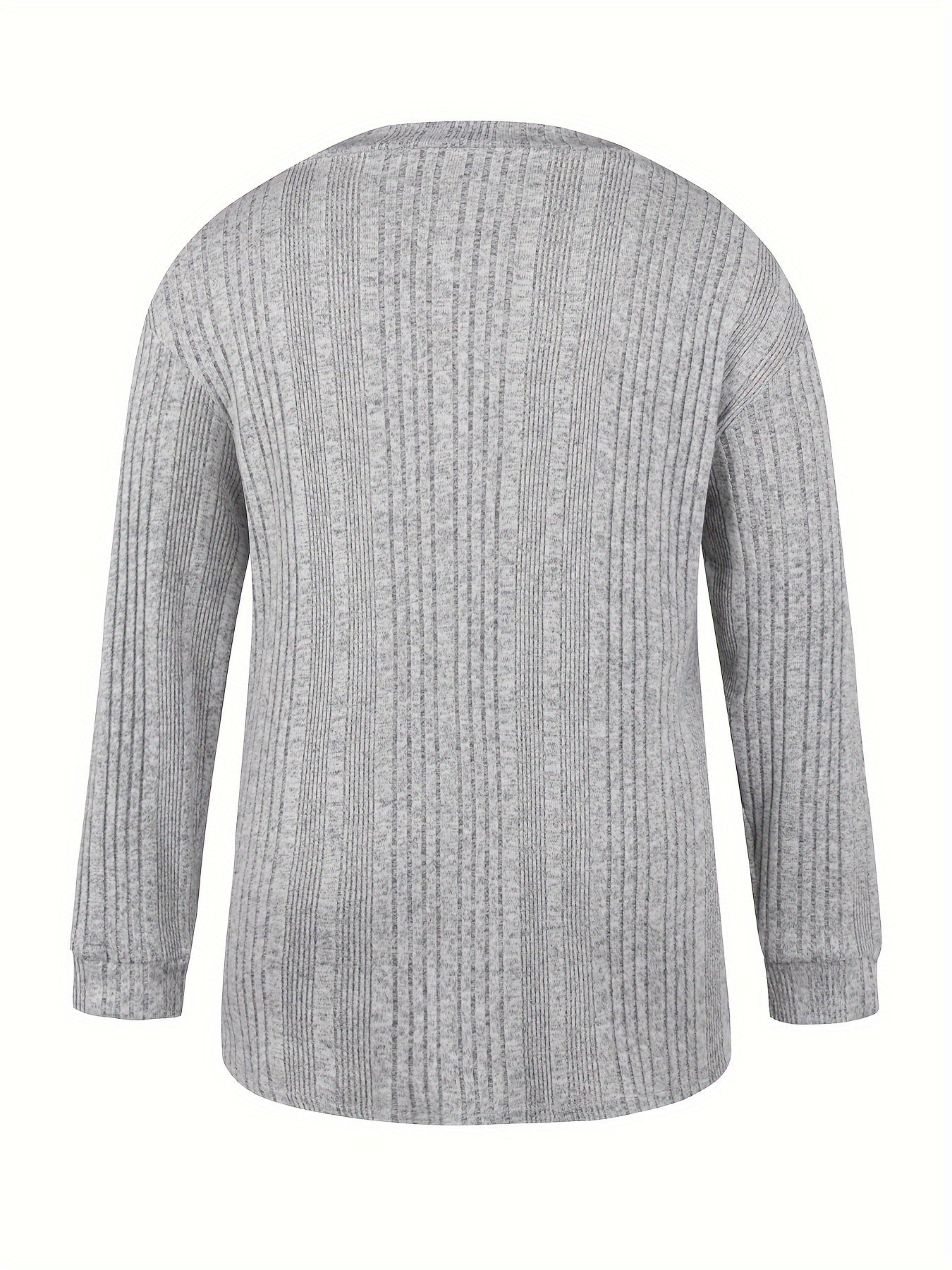 Women's Plus Size V-Neck Ribbed Knit Top