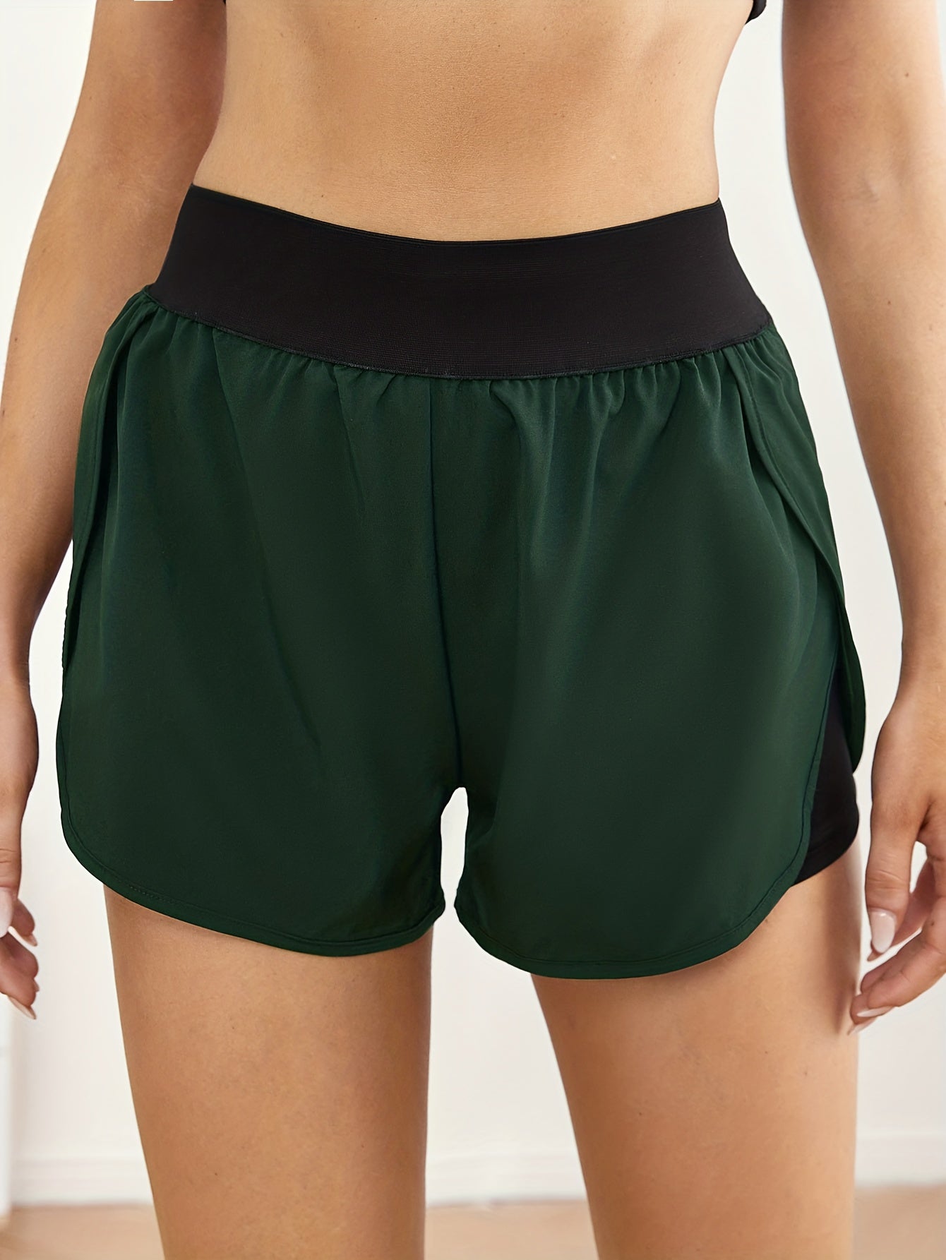 Two Tone High Waist Sports Shorts Women's Activewear