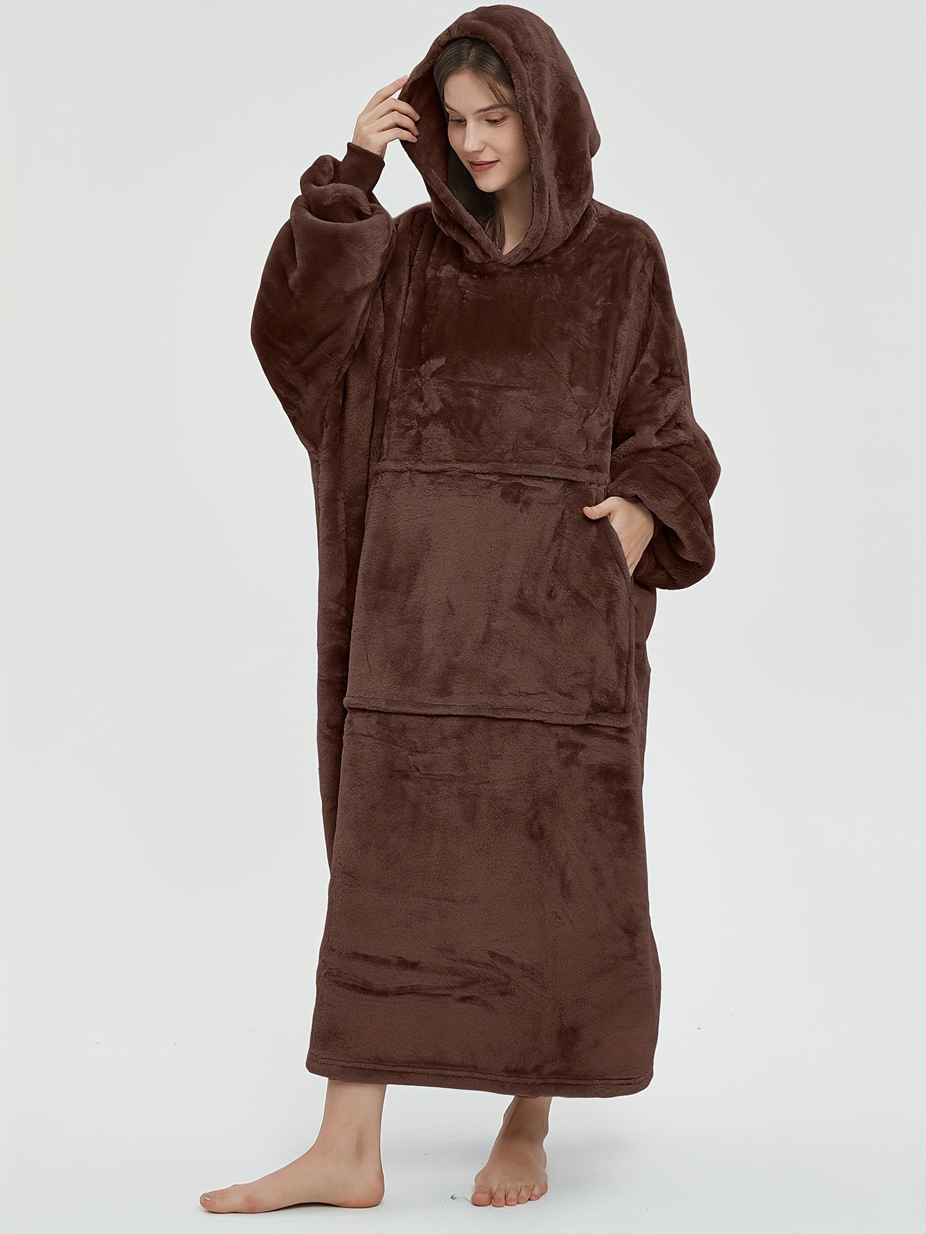 Cozy Hooded Night Robe with Pockets