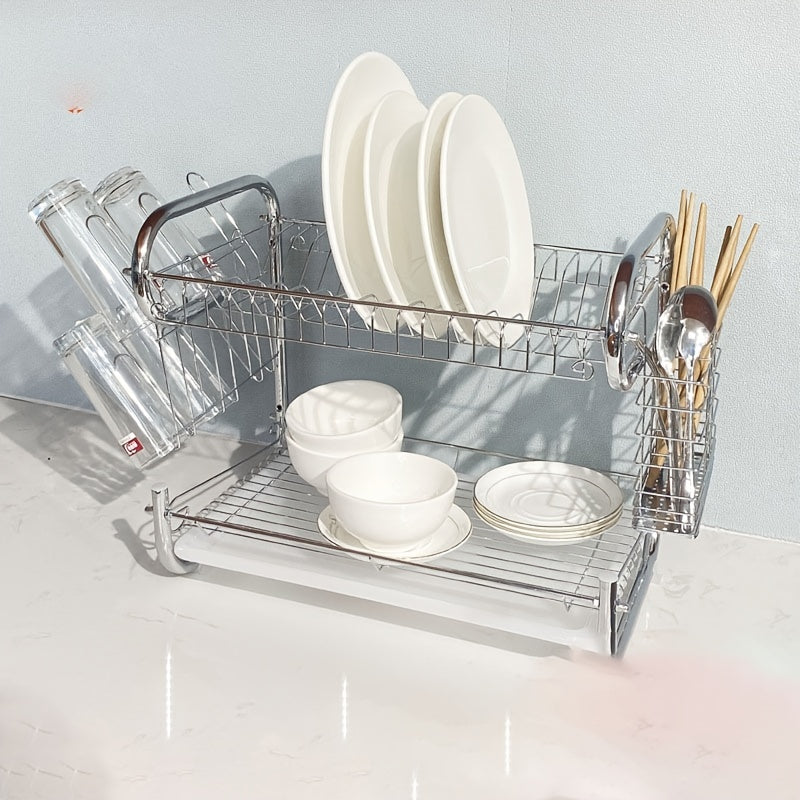 Kitchen Dish Storage Rack with Cup Holder and Chopstick Tube
