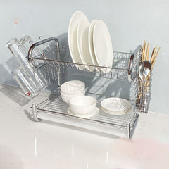 Kitchen Dish Storage Rack with Cup Holder and Chopstick Tube