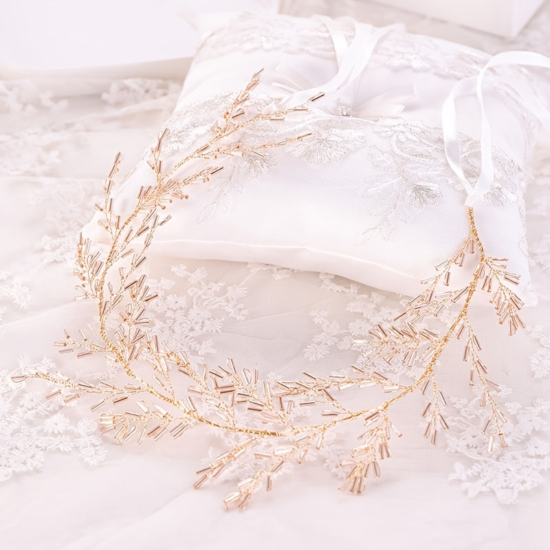 Golden Hair Vine Headband Bridal Tiara Wedding Hair Jewelry